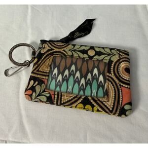 Vera Bradley Quilted Zip ID Case Keychain Wallet Paisley Print